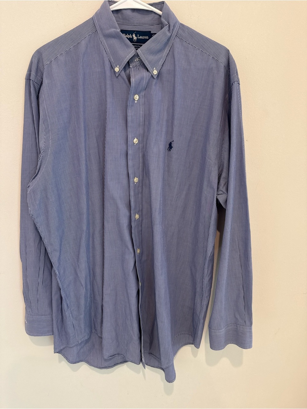 Ralph Lauren Men's Light Blue Pinstriped Button-Down Shirt
